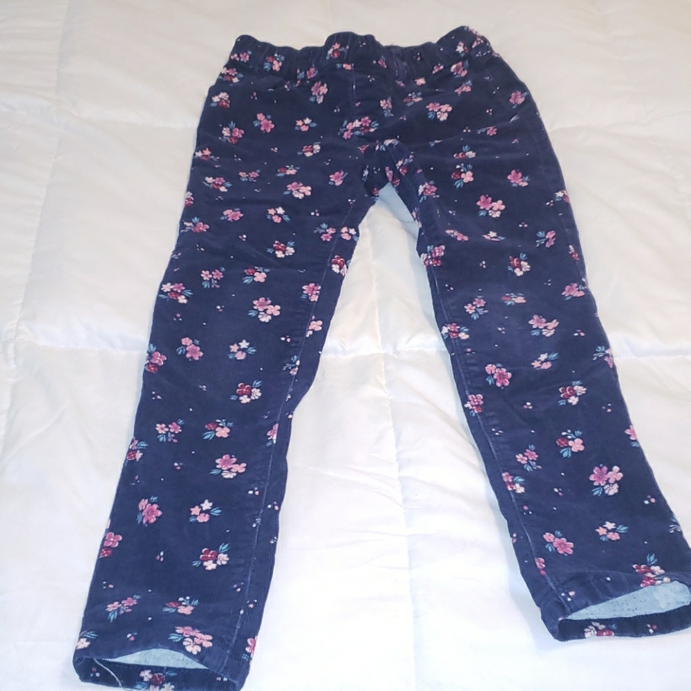 Flower corduroy pants